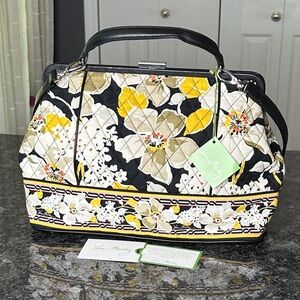 Vera Bradley Dogwood Pattern Barbara Frame Bag Genuine Leather Designer NWT
